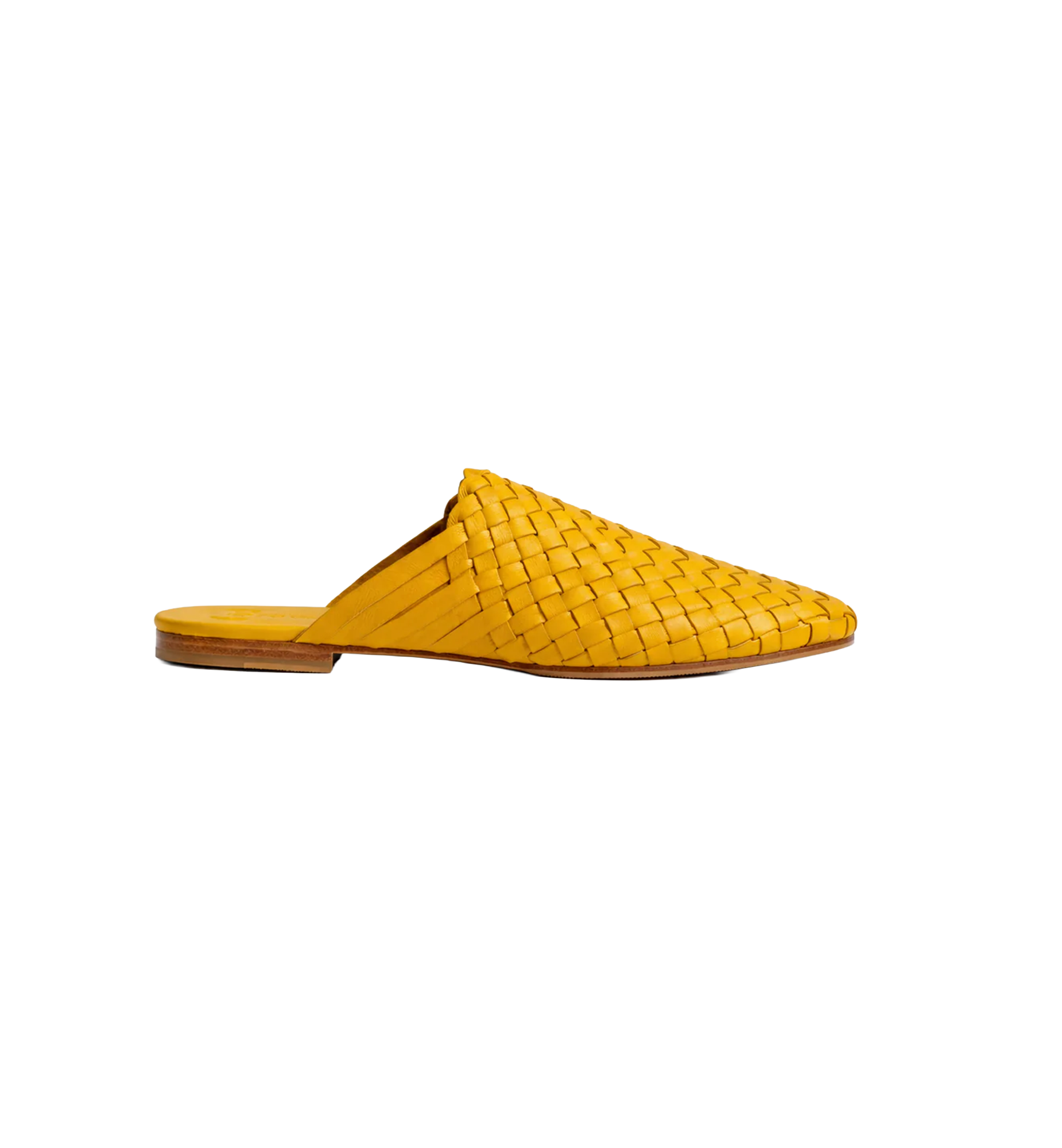 Yellow Handwoven Lambskin Slippers