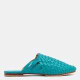 Vivid Blue Handwoven Lambskin Slippers