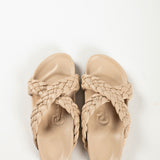 Carvil Cross Beige Handwoven Lambskin Slippers