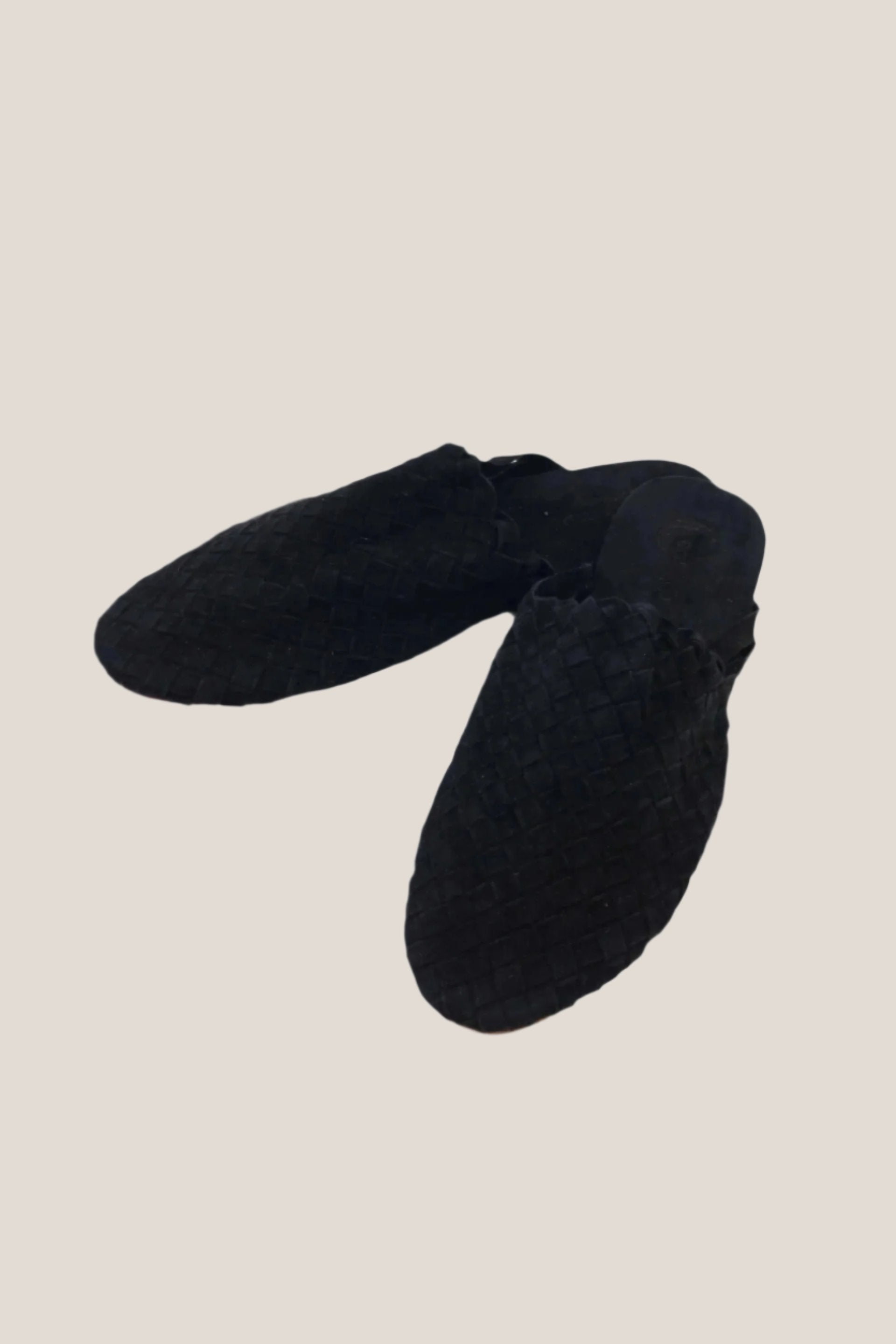 Handwoven Suede Black Woven Slipper