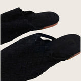 Handwoven Suede Black Woven Slipper