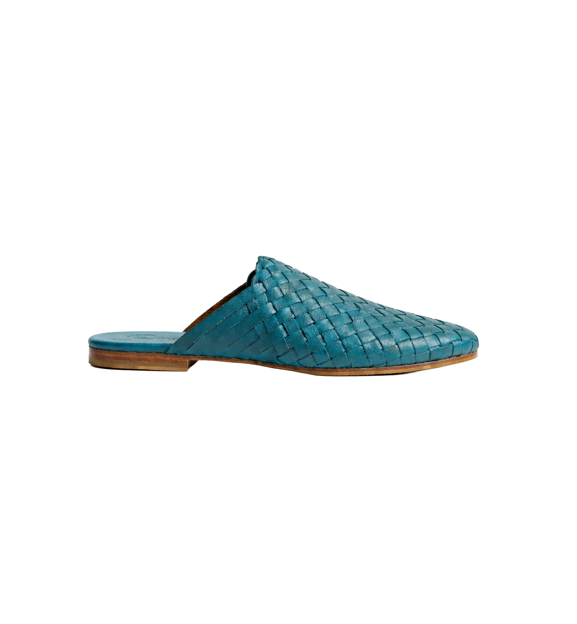 Turquoise Handwoven Lambskin Slippers