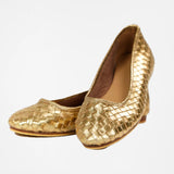 Gold Handwoven Lambskin Ballerina