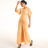 Ocie Draped Yellow Maxi Dress
