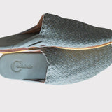 Grey Handwoven Lambskin Slippers