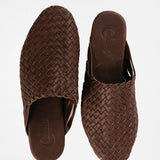 Dark Brown Handwoven Lambskin Slippers