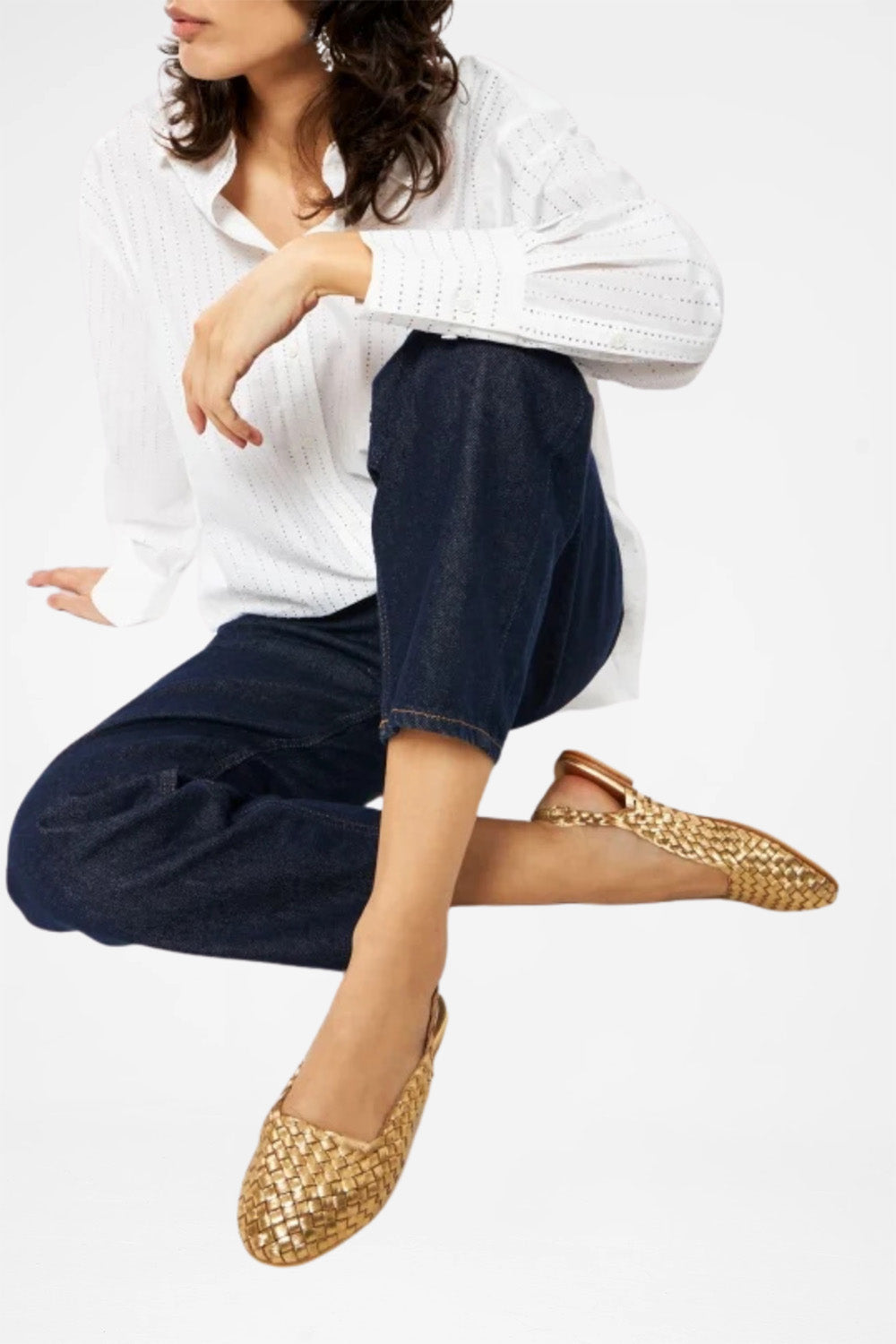 Gold Handwoven Lambskin Ballerina