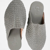 Grey Handwoven Lambskin Slippers