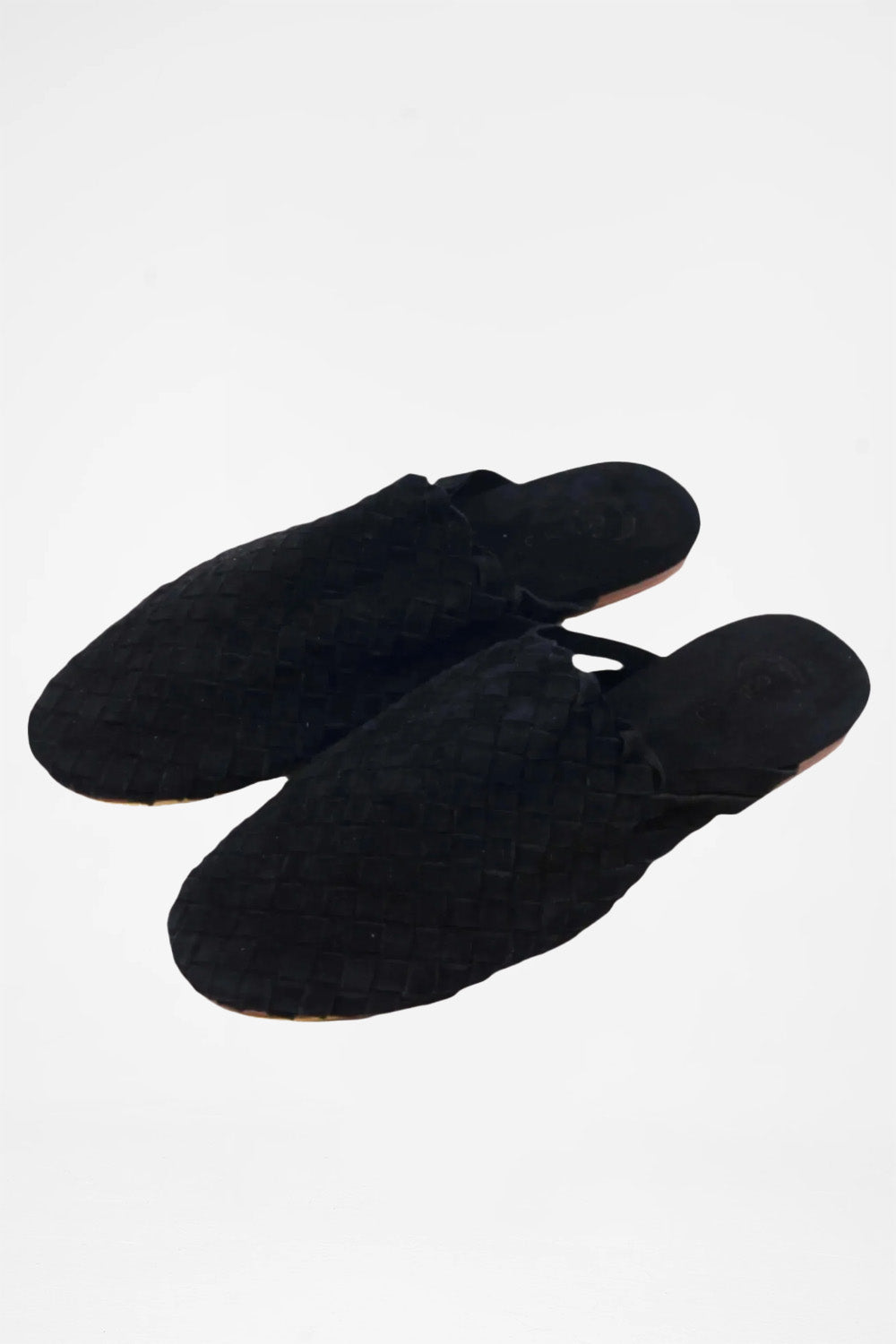 Handwoven Suede Black Woven Slipper