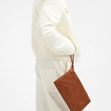 Men’s Handwoven Lambskin Clutch bag - Camel