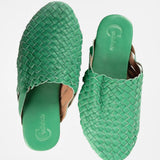 Mint Green Handwoven Lambskin Slippers