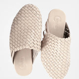 Off White Handwoven Lambskin Slippers (Men)