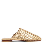 Gold Handwoven Lambskin Slippers