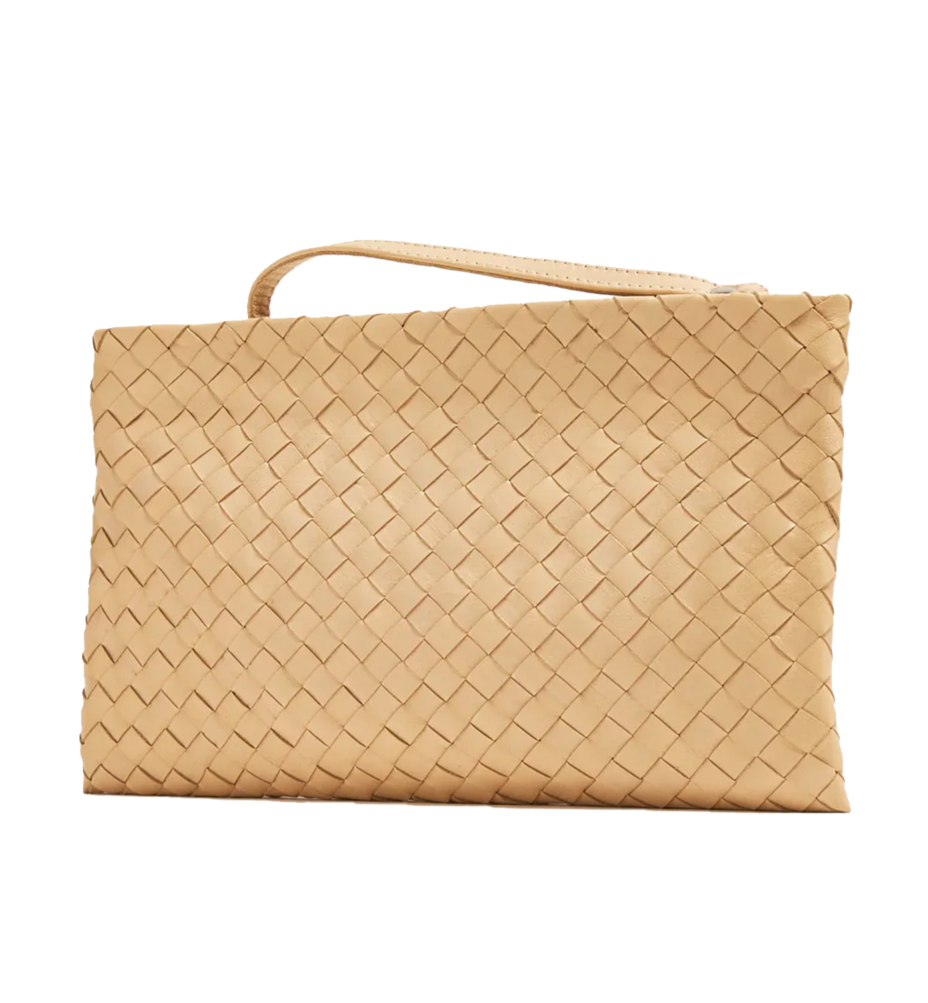 Handwoven Beige lambskin Pouch