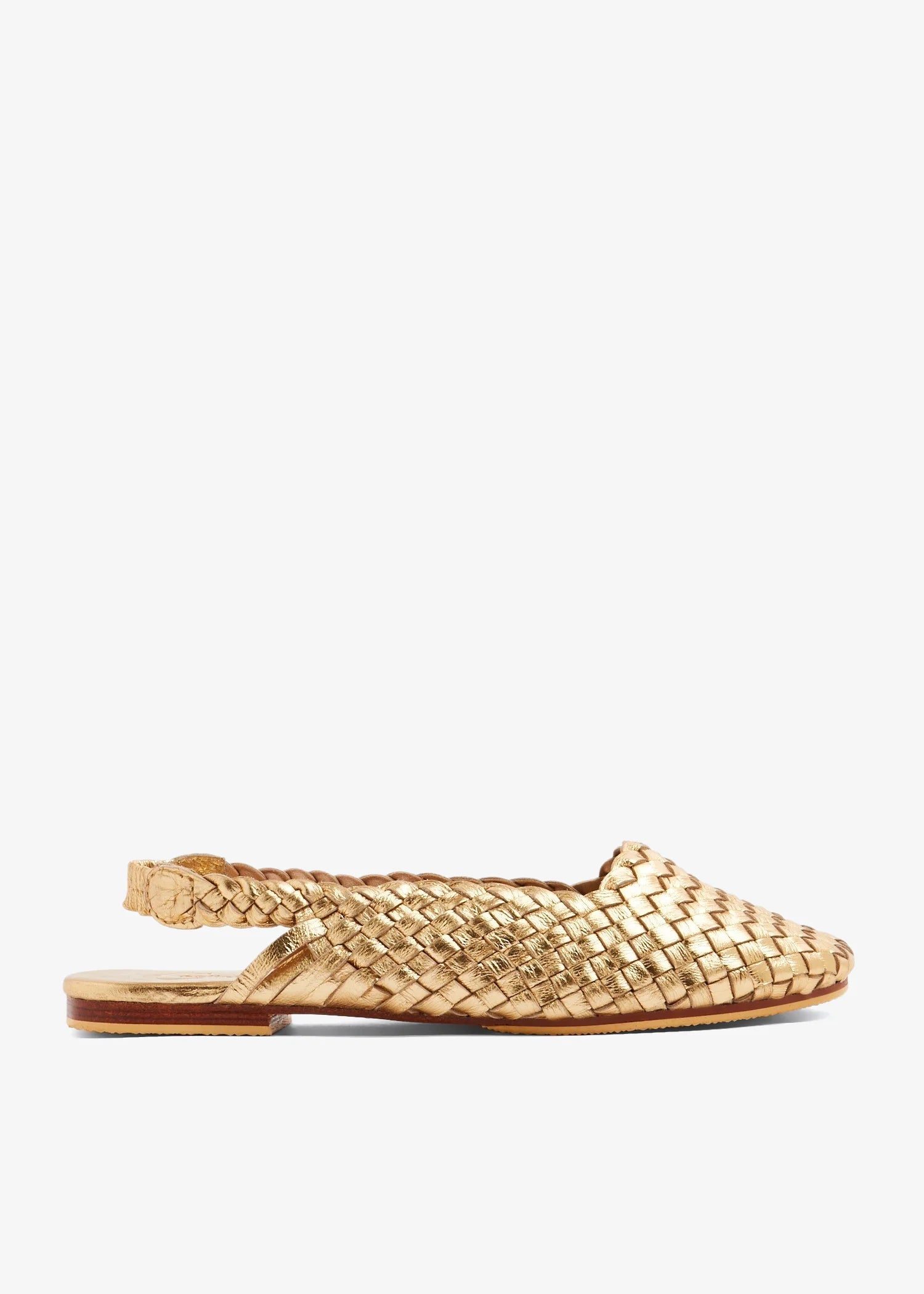 Gold Handwoven Lambskin Ballerina