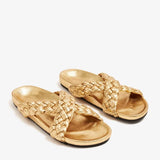 Carvil Gold metallic handwoven slipper