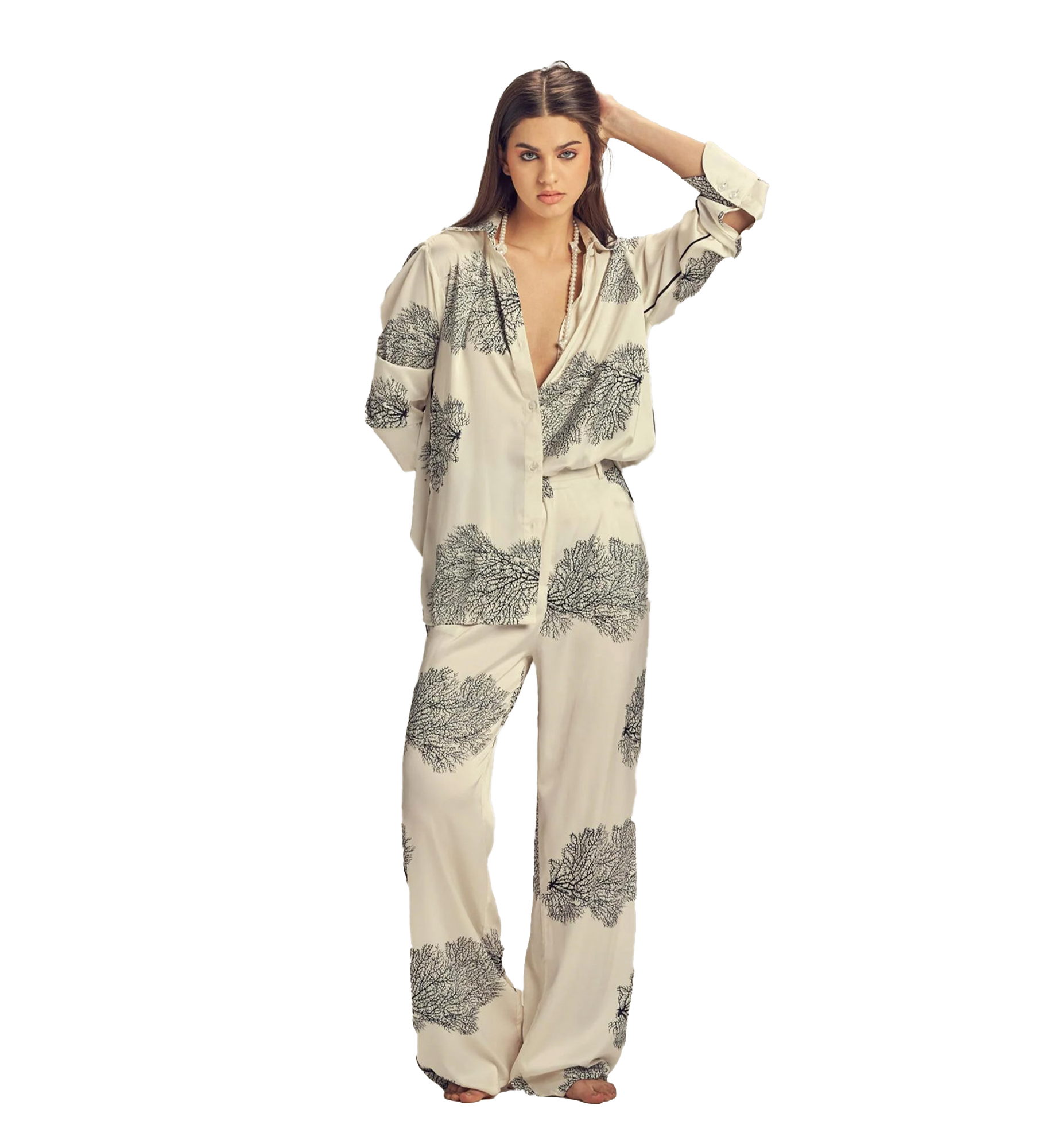 Coral Pyjama Silk Set