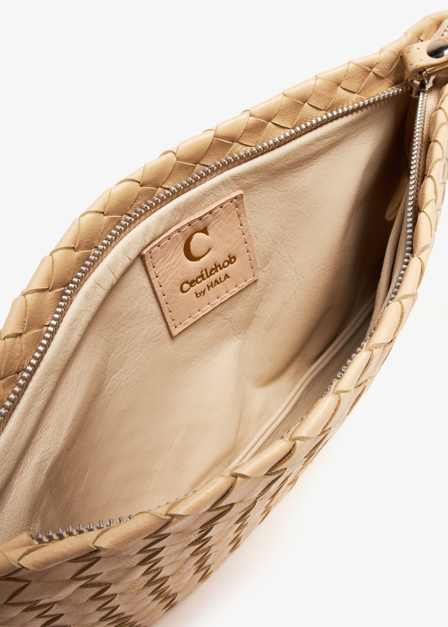 Handwoven Beige lambskin Pouch