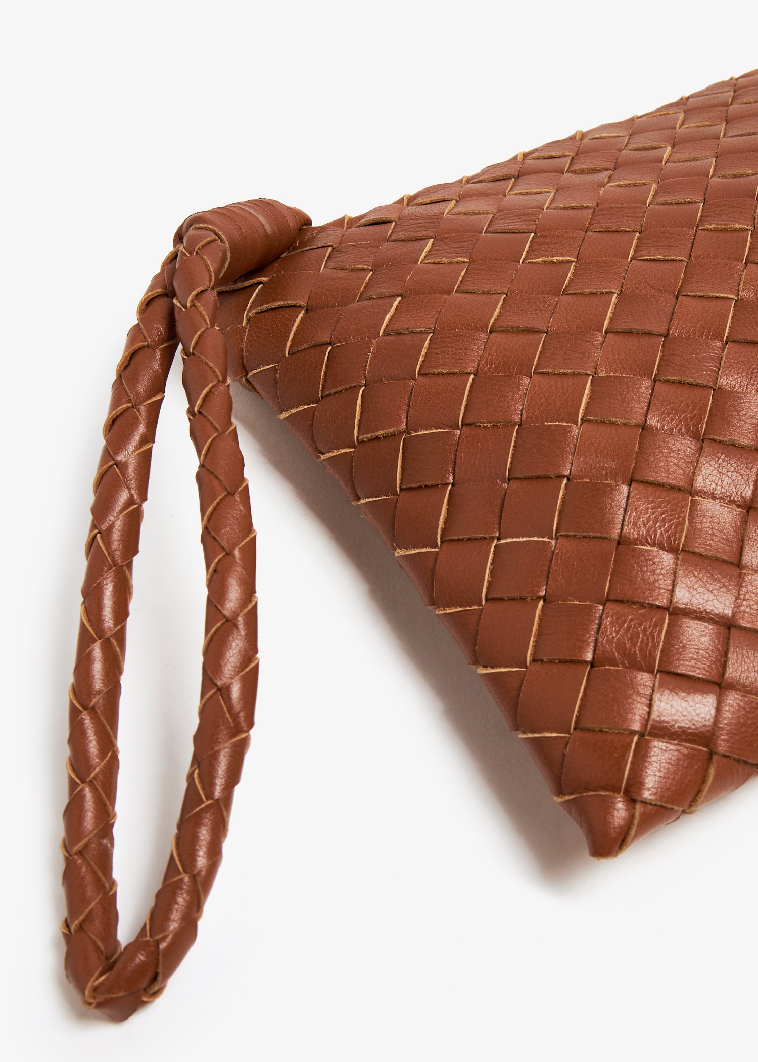 Handwoven Lambskin Pouch - Camel