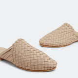 Beige  Handwoven Lambskin Slippers