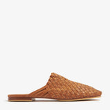 Camel Brown Handwoven Lambskin Slippers