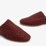 Maroon Handwoven Lambskin Slippers