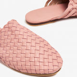 Pink Handwoven Lambskin Slippers