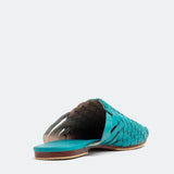 Vivid Blue Handwoven Lambskin Slippers