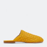 Yellow Handwoven Lambskin Slippers