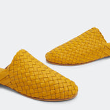 Yellow Handwoven Lambskin Slippers