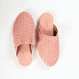 Pink Handwoven Lambskin Slippers