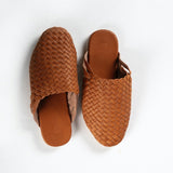 Camel Brown Handwoven Lambskin Slippers