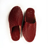 Maroon Handwoven Lambskin Slippers