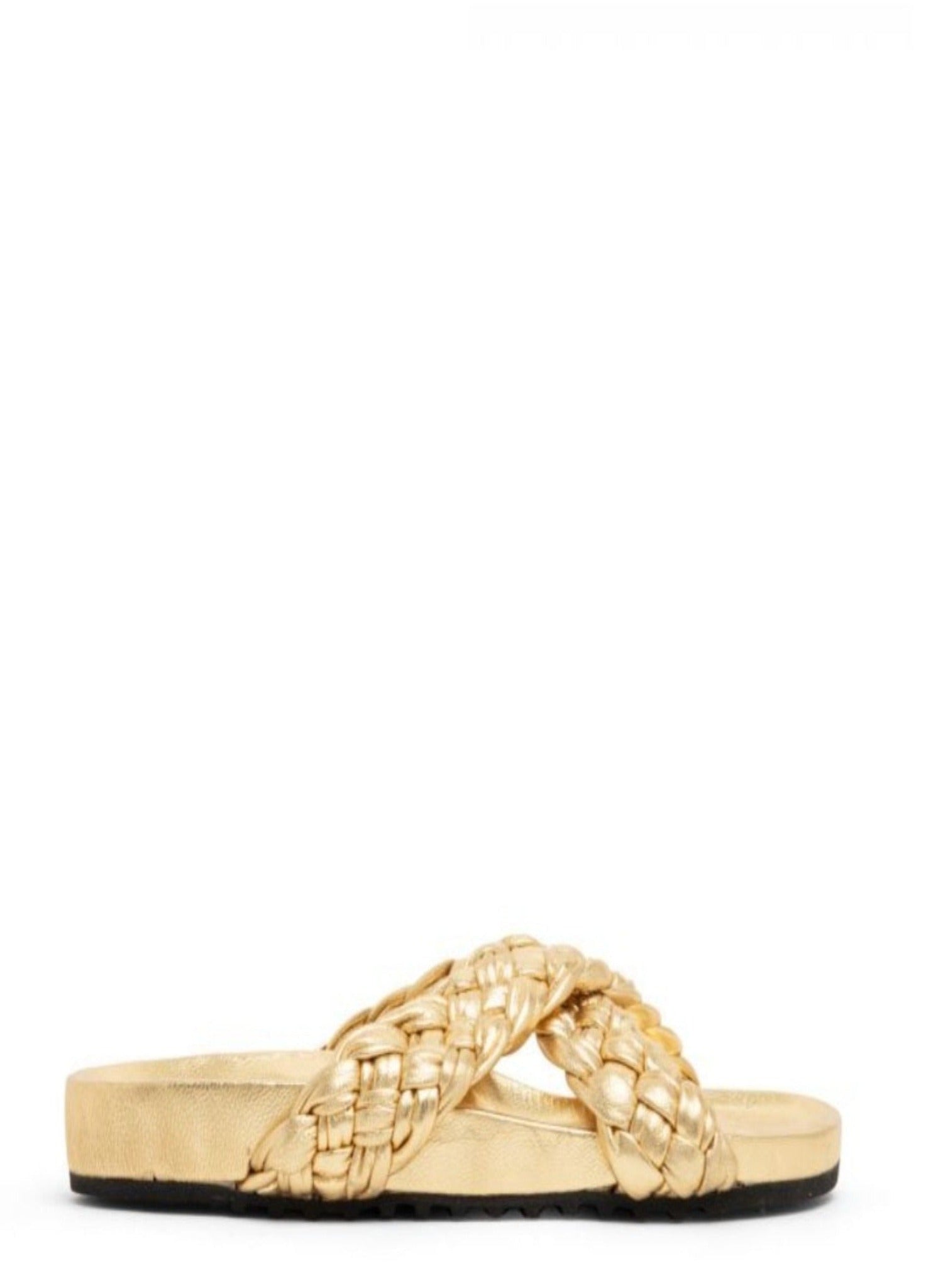 Carvil Gold metallic handwoven slipper