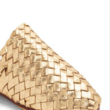 Gold Handwoven Lambskin Slippers
