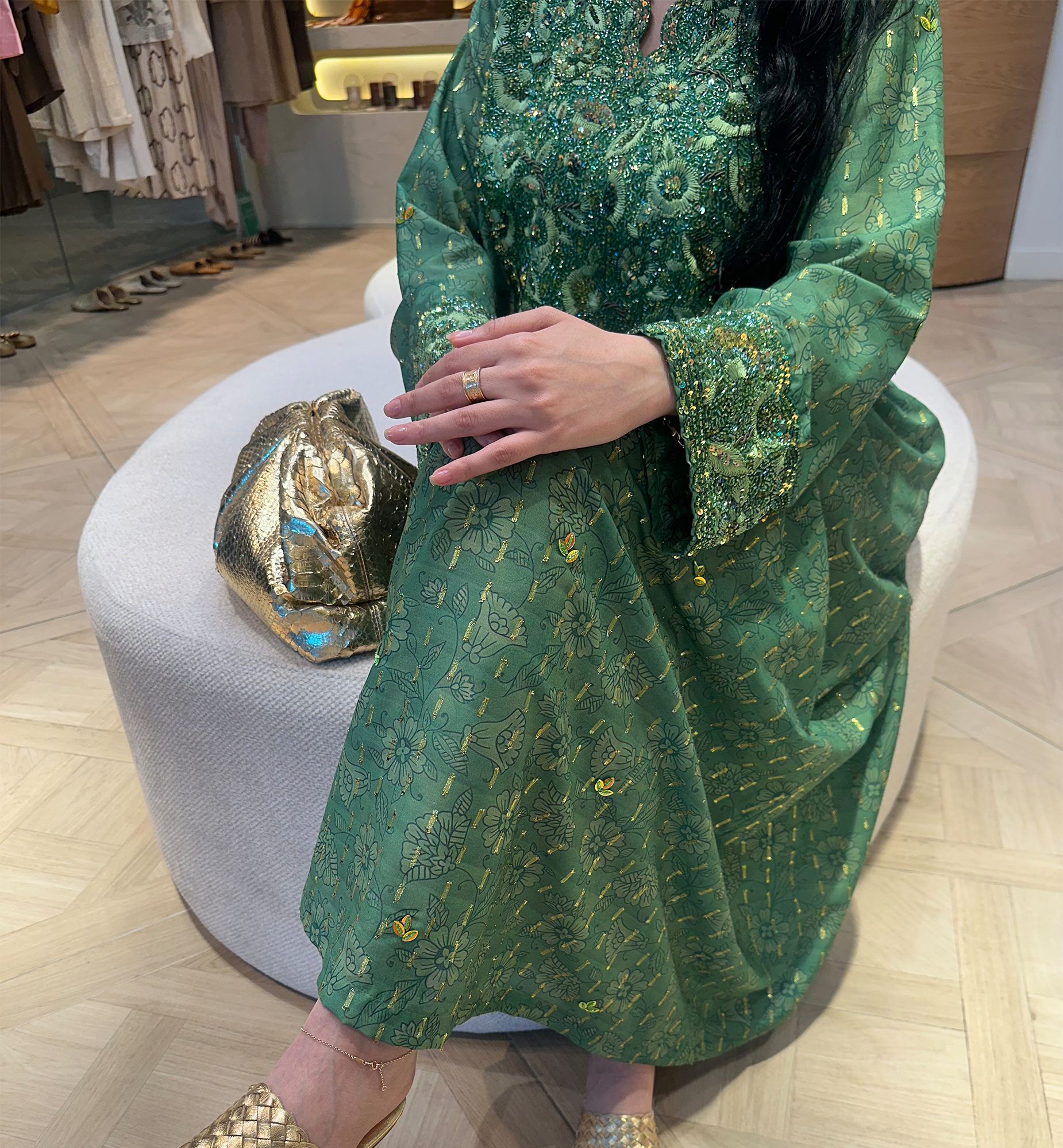 Emerald Makhaweer in Muga Silk
