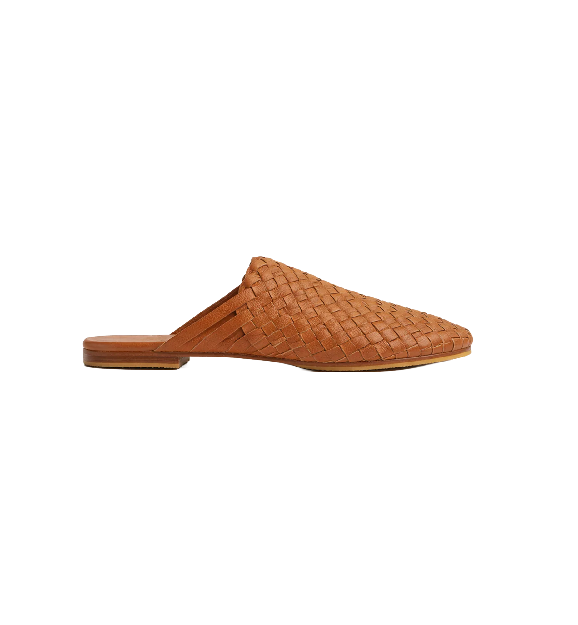 Camel Brown Handwoven Lambskin Slippers