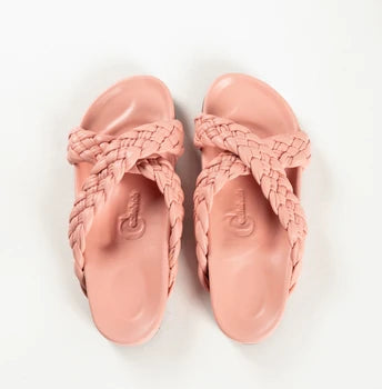 Cravil New Pink Handwoven Lambskin Slippers