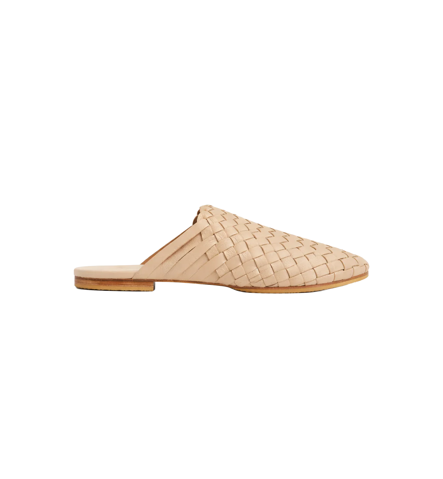 Beige  Handwoven Lambskin Slippers