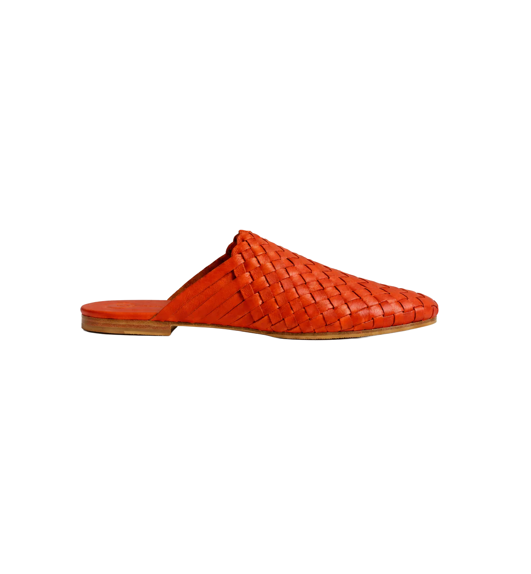 Reddish Orange Handwoven Lambskin Slippers