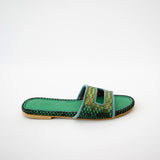 Cleo Emerald Metallic Slide Sandals