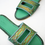 Cleo Emerald Metallic Slide Sandals