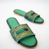 Cleo Emerald Metallic Slide Sandals