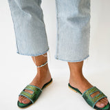 Cleo Emerald Metallic Slide Sandals