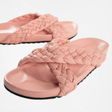 Carvil New Pink Handwoven Lambskin Slippers