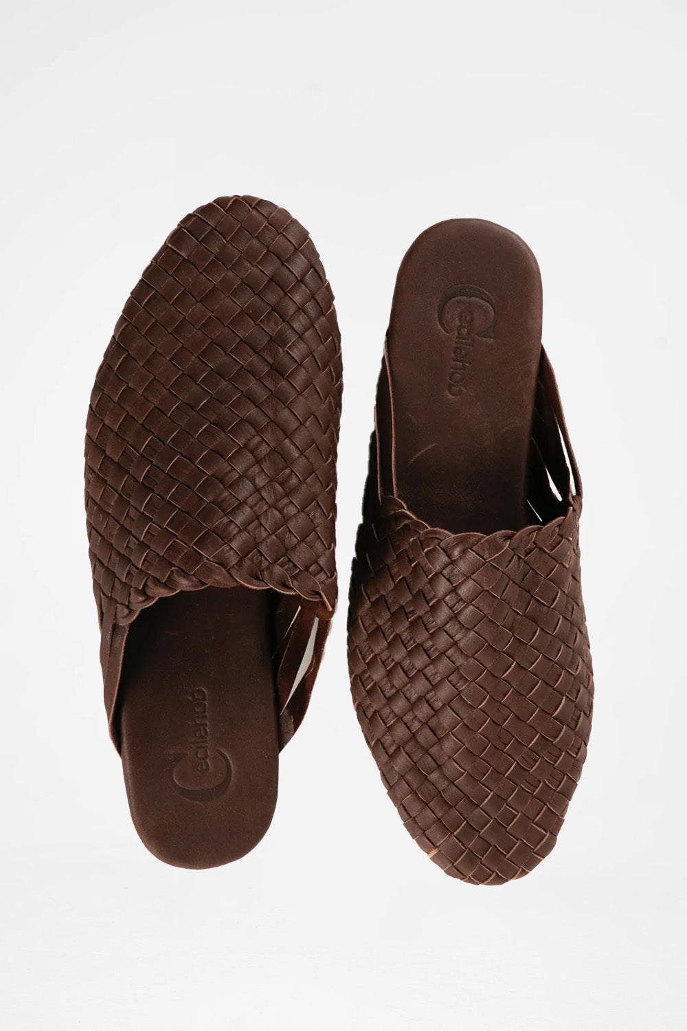 Dark Brown Handwoven Lambskin Slippers