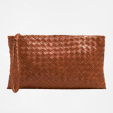 Women’s Handwoven Lambskin Pouch - Camel