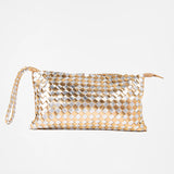 Women’s Handwoven Lambskin Pouch - Gold/ Silver