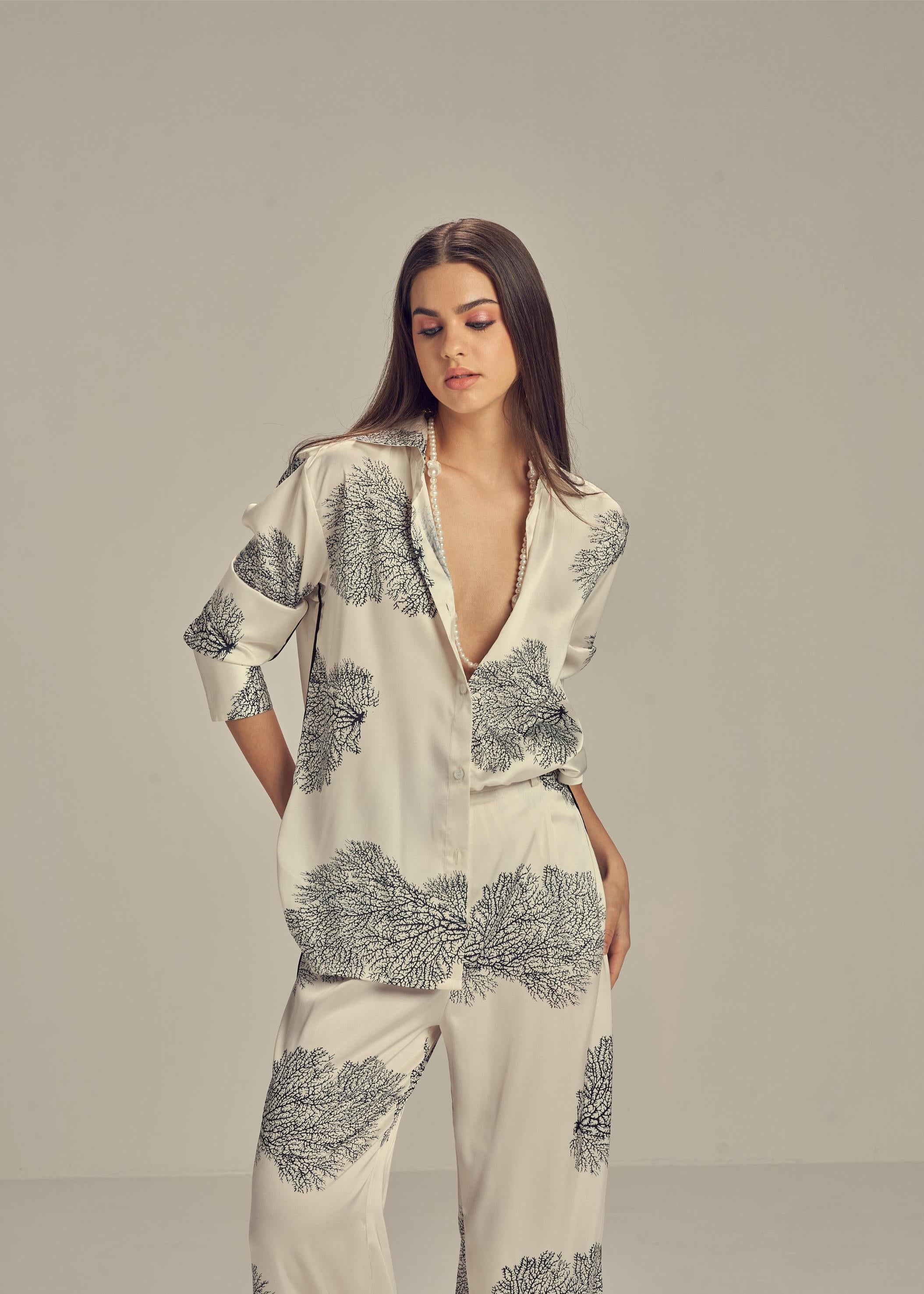 Coral Pyjama Silk Set