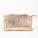 Women’s Handwoven Lambskin Pouch - Gold/ Silver